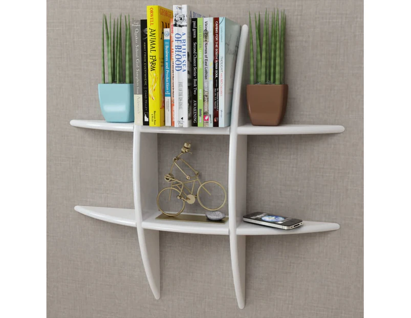 White MDF Floating Wall Display Shelf Book/DVD Storage