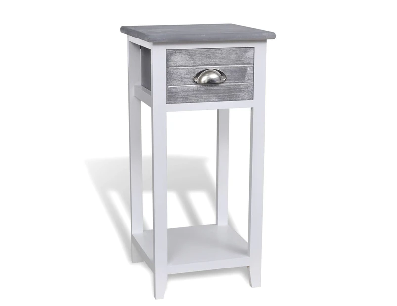 vidaXL Nightstand with 1 Drawer Grey and White