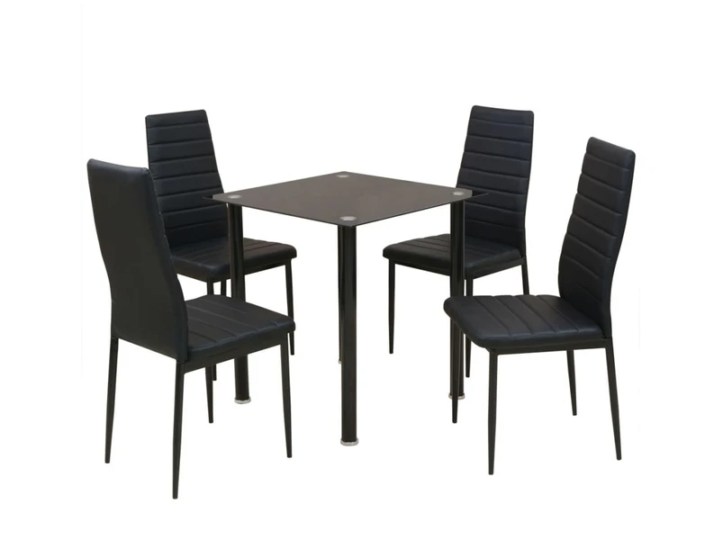 vidaXL Five Piece Dining Table and Chair Set Black