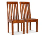 Dining Chairs 2 pcs Solid Wood with Honey Finish Modern