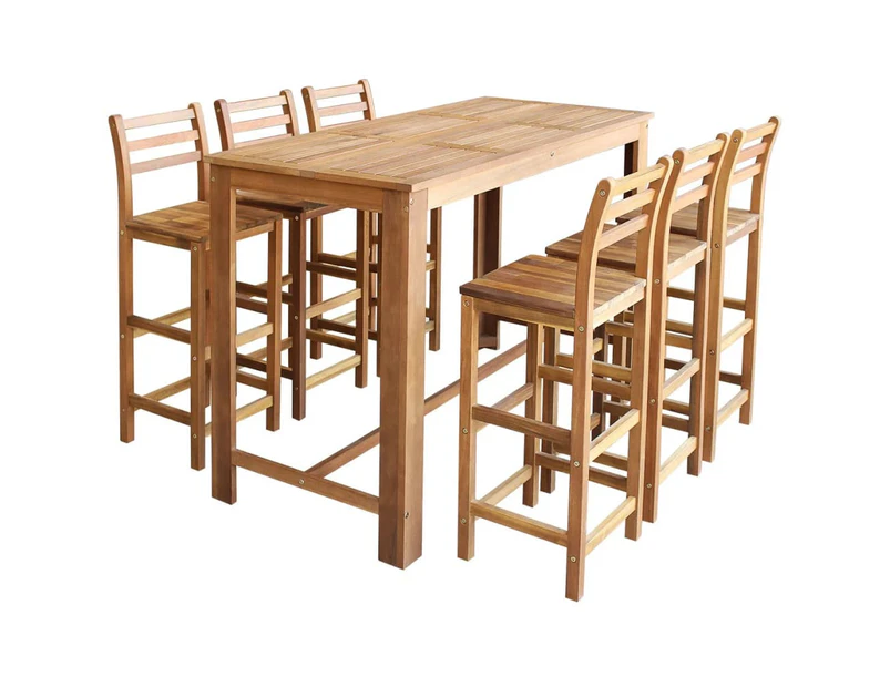 Bar Table and Chair Set 7 Pieces Solid Acacia Wood