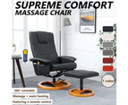 Massage Chair with Foot Stool Black Faux Leather