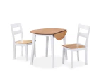 Dining Set 3 Pieces MDF and Rubberwood White