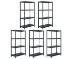 Storage Shelf Racks 5 pcs Black 60x30x138 cm Plastic