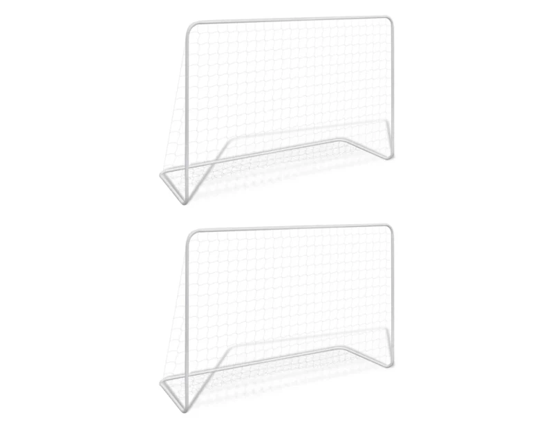 Football Goals 2 pcs with Nets 182x61x122 cm Steel White