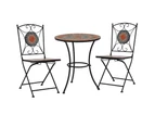 vidaXL 3 Piece Mosaic Bistro Set Ceramic Tile Orange/Grey