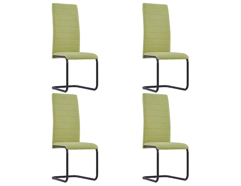 vidaXL Cantilever Dining Chairs 4 pcs Green Fabric