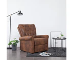 Reclining Chair Brown Faux Suede Leather