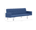 Sofa Bed with Armrest Blue Polyester