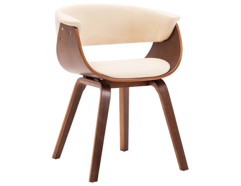 vidaXL Dining Chair Cream Bent Wood and Faux Leather