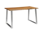 vidaXL Dining Table 140x80x75 cm Solid Acacia Wood and Stainless Steel