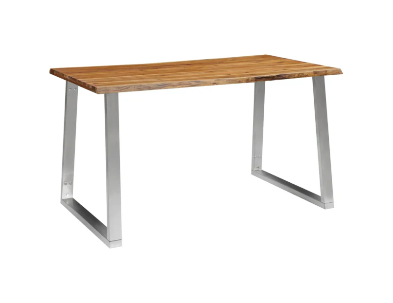 vidaXL Dining Table 140x80x75 cm Solid Acacia Wood and Stainless Steel