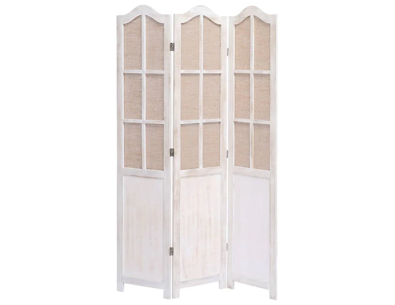 3-Panel Room Divider White 105x165 cm Fabric