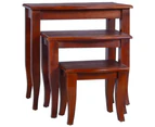 Side Tables 3 pcs Classical Brown Solid Mahogany Wood