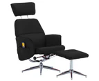 Massage Reclining Chair with Footstool Black Faux Leather