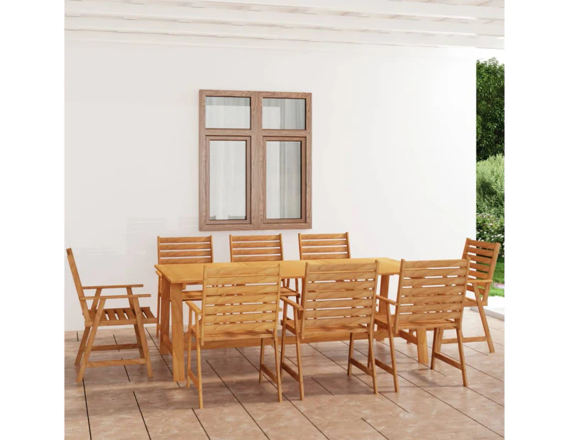 9 Piece Garden Dining Set Solid Acacia Wood