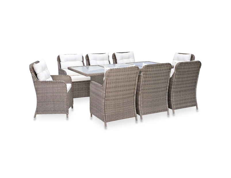 9 Piece Outdoor Dining Set Poly Rattan Brown