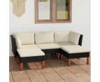 5 Piece Garden Lounge Set with Cushions Poly Rattan Black OUTDOOR