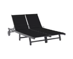 2-Person Garden Sun Lounger with Cushion Grey Solid Acacia Wood