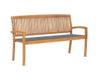 vidaXL Stacking Garden Bench with Cushion 159 cm Solid Teak Wood