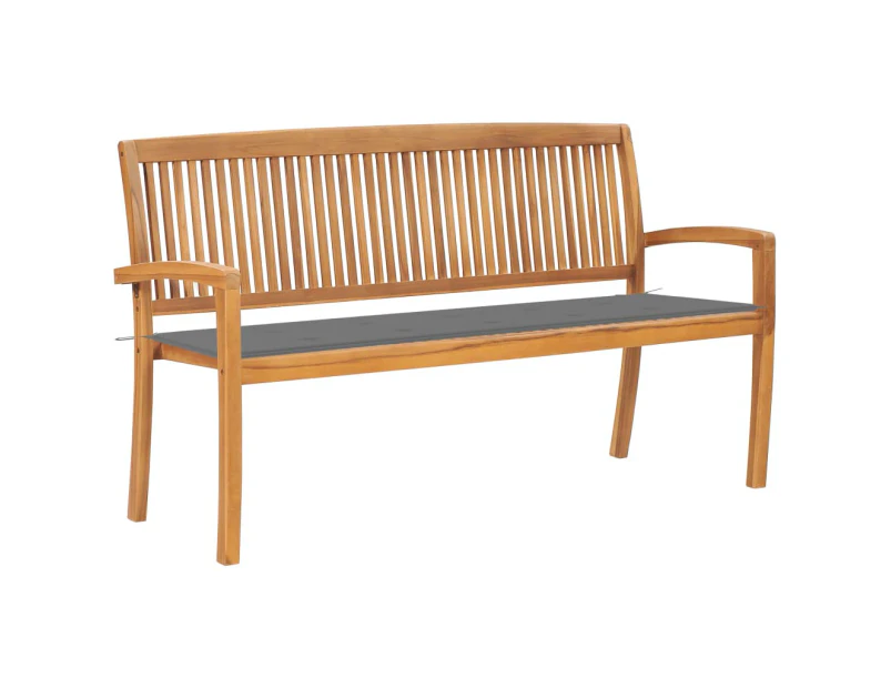 vidaXL Stacking Garden Bench with Cushion 159 cm Solid Teak Wood