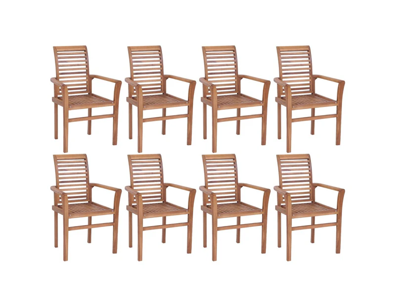 Stacking Dining Chairs 8 pcs Solid Teak Wood