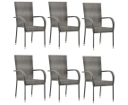 vidaXL Stackable Outdoor Chairs 6 pcs Grey Poly Rattan