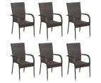 vidaXL Stackable Outdoor Chairs 6 pcs Poly Rattan Brown