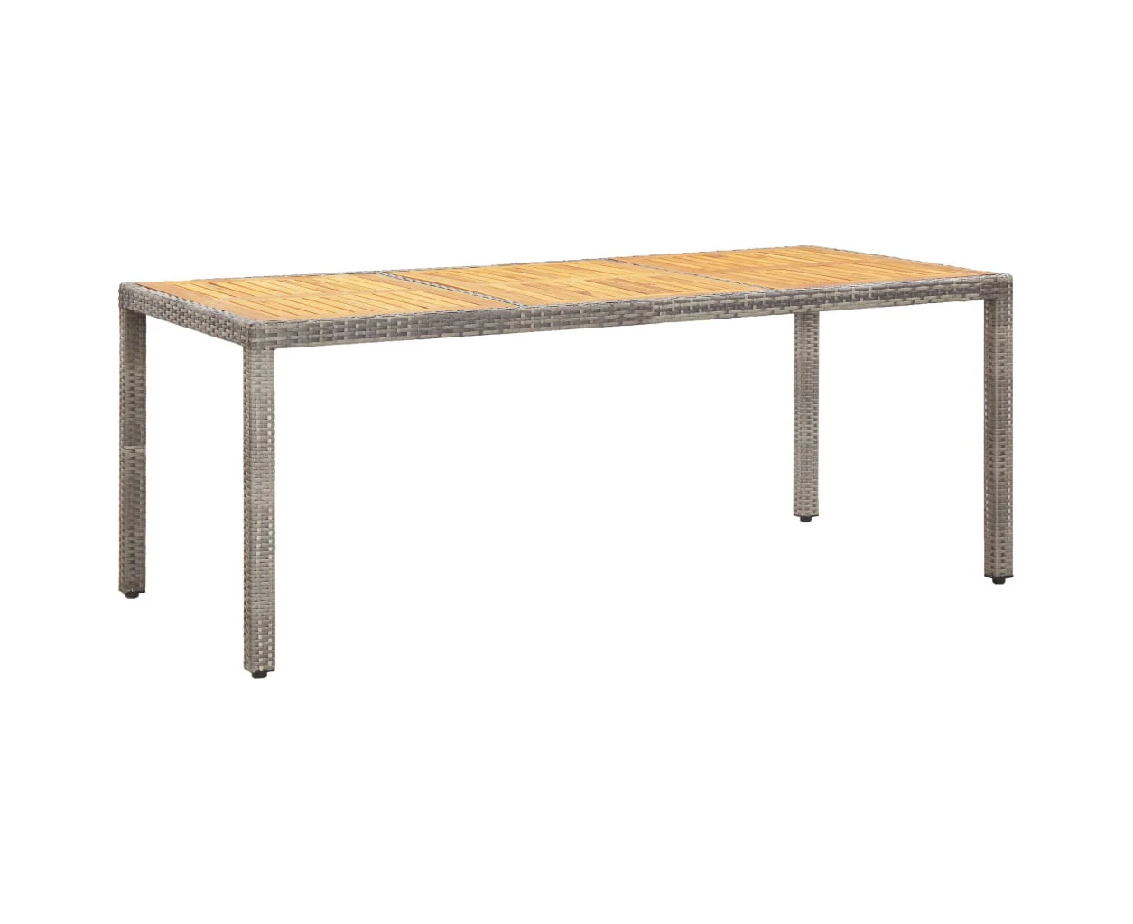 Garden Table Grey 190x90x75 cm Poly Rattan and Acacia Wood