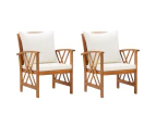 vidaXL Garden Chairs with Cushions 2 pcs Solid Acacia Wood