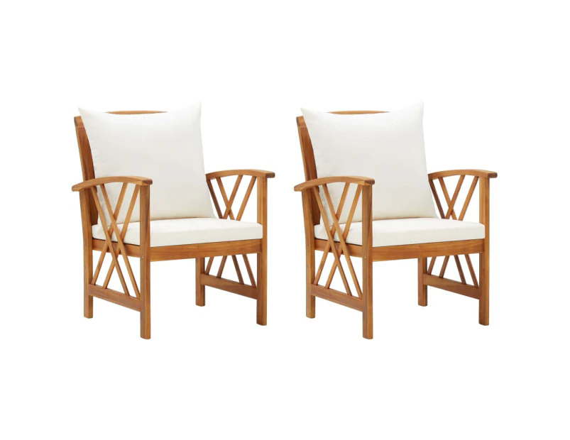 vidaXL Garden Chairs with Cushions 2 pcs Solid Acacia Wood