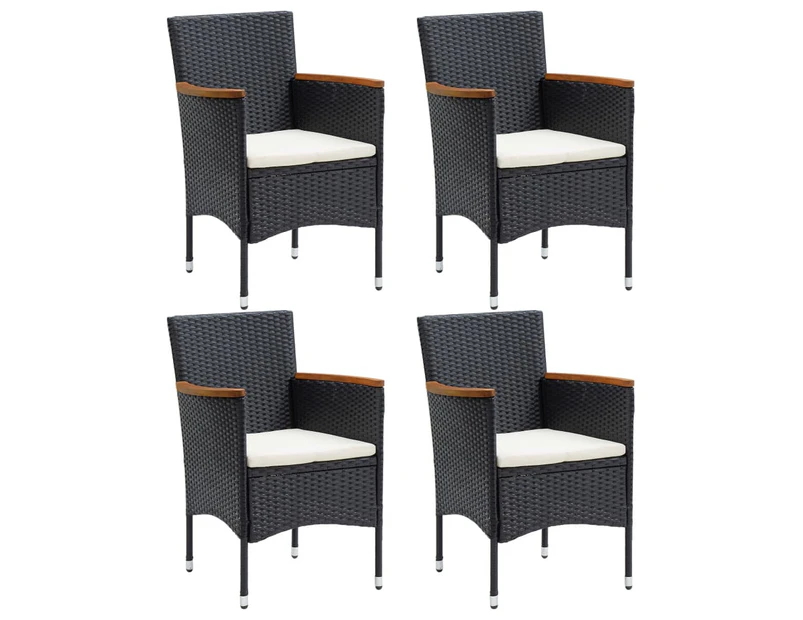 vidaXL Garden Dining Chairs 4 pcs Poly Rattan Black