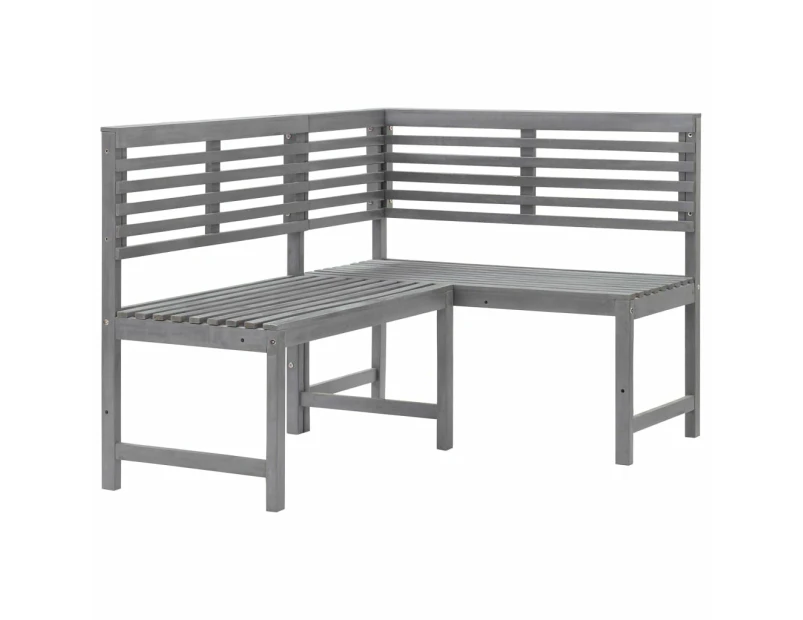 vidaXL Garden Corner Bench Grey 140 cm Solid Acacia Wood