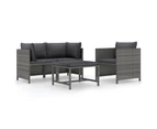 vidaXL 4 Piece Garden Sofa Set with Cushions Poly Rattan Grey