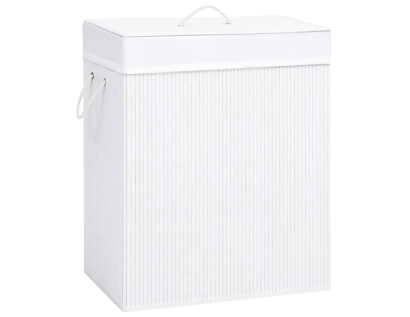 vidaXL Bamboo Laundry Basket with 2 Sections White 100 L