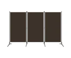 vidaXL 3-Panel Room Divider Brown 260x180 cm Fabric