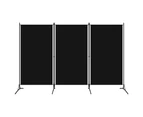 vidaXL 3-Panel Room Divider Black 260x180 cm Fabric