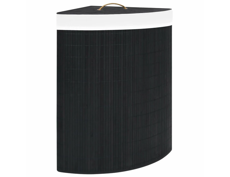 vidaXL Bamboo Corner Laundry Basket Black 60 L