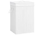 vidaXL Bamboo Laundry Basket with 2 Sections White 72 L