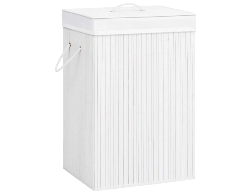 vidaXL Bamboo Laundry Basket with 2 Sections White 72 L