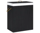 vidaXL Bamboo Laundry Basket with 2 Sections Black 100 L