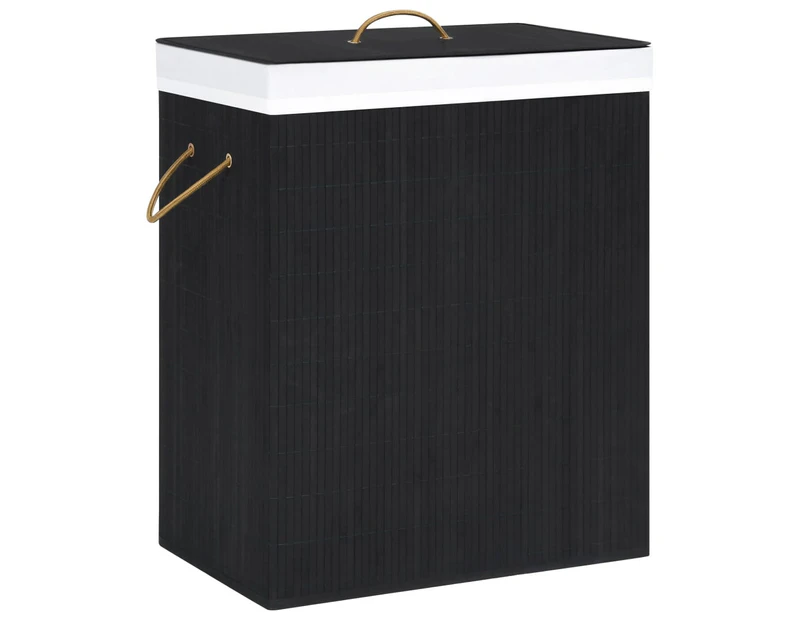 vidaXL Bamboo Laundry Basket with 2 Sections Black 100 L