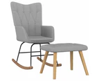 vidaXL Rocking Chair with a Stool Light Grey Fabric