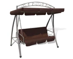 Outdoor Convertible Swing Bench Canopy Patterned Arch Coffee