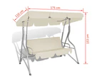 Outdoor Hanging Swing Bench with a Canopy for 3 Persons Sand White