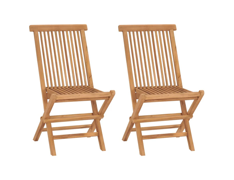 Folding Garden Chairs 2 pcs Solid Teak Wood