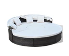 Outdoor Lounge Bed Poly Rattan Brown