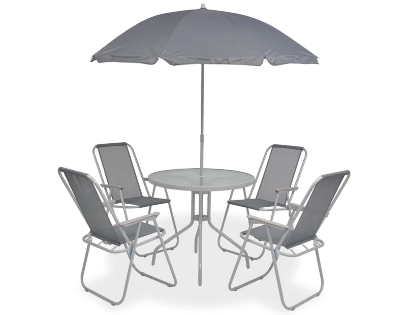 vidaXL 6 Piece Outdoor Dining Set Steel and Textilene Grey