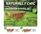 9 Piece Outdoor Dining Set Solid Acacia Wood