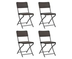 Folding Garden Chairs 4 pcs HDPE and Steel Brown